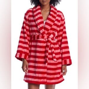 KATE SPADE Holiday Stripe Chenille Robe Pink Size Medium